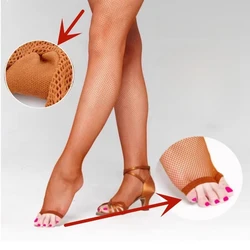 High Elasticity Mesh Fishnet Pantyhose Women Sexy Hollow Out See Through Open Toe Fingerless Tights For Ballroom & Latin Dance
