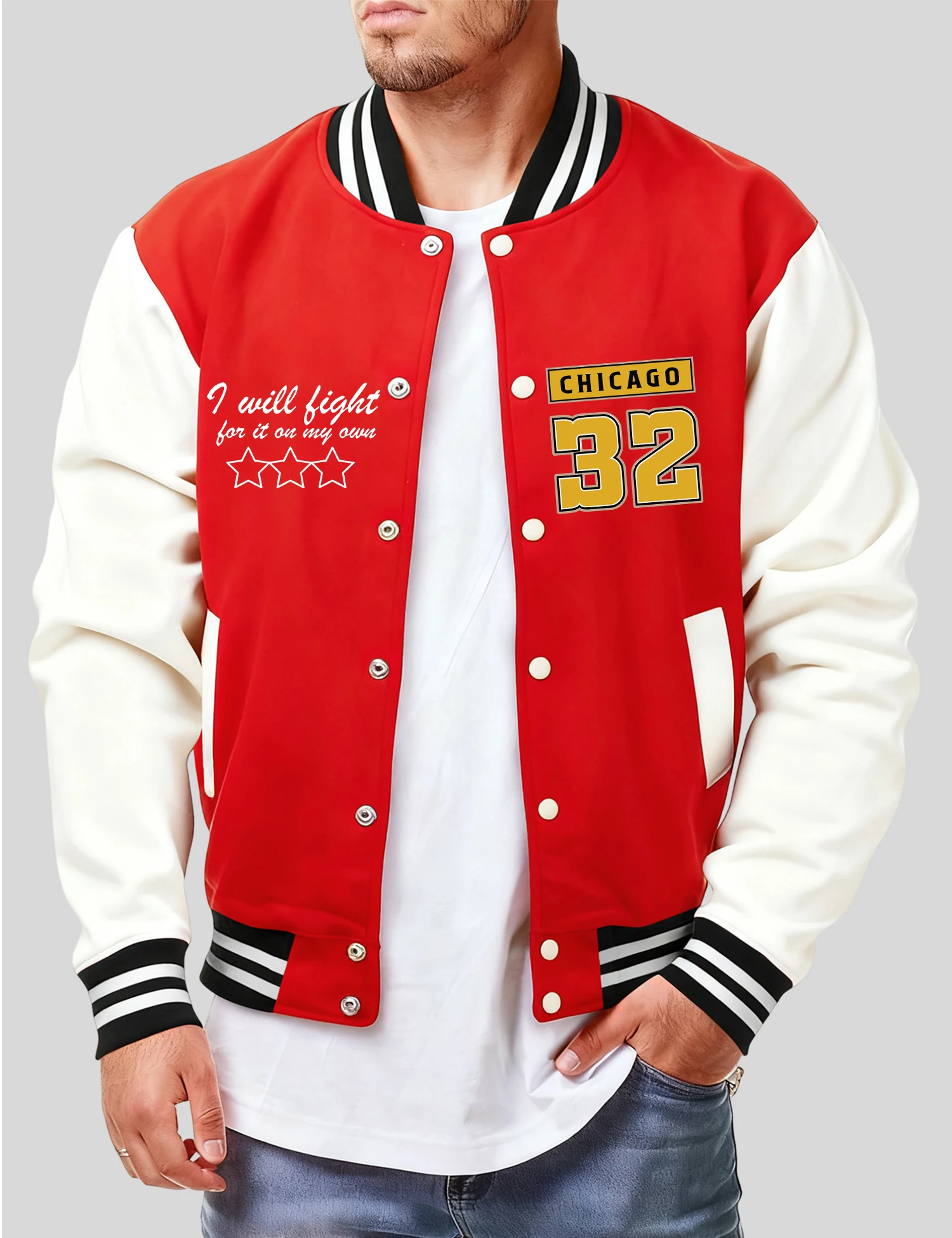 

Мужская куртка с принтом «I Will Be Right Chicago 32, осенняя флисовая одежда, повседневная удобная бейсбольная майка, спортивная одежда большого размера