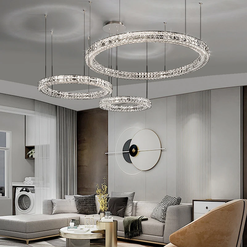 

Luxury Crystal Round Big Pendant Lights Living Room Decoration Round Ceiling Chandelier Lustres Lampara De Techo