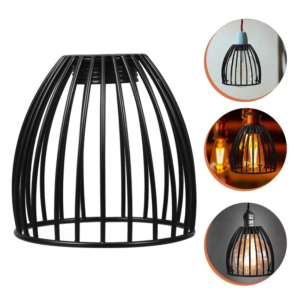 Vintage Bird Cage Lampshade Black/Silver Iron Drum Shades Industrial Style Chandelier Light Bulb Cage Cover Home Decor