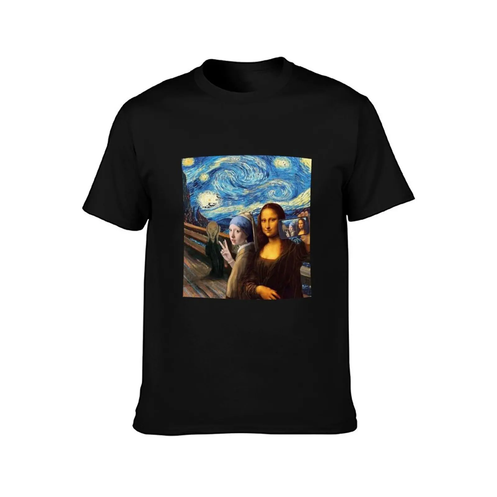 Girl With A Pearl Earring Selfie With Mona Lisa Edition T-Shirt Moisture Control Sports Tee