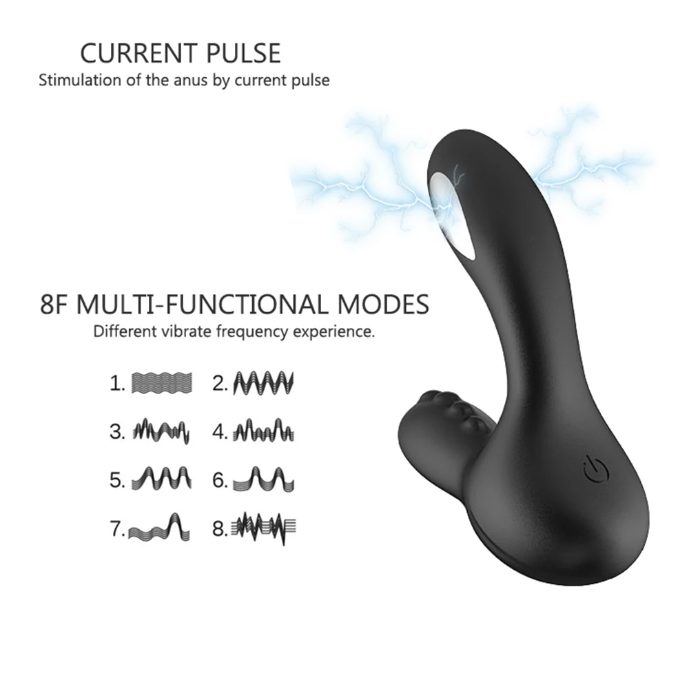 Silicone 8 Speeds Sex Products Sex Toys for Men Women Gay Anal Butt Plug Perineum Stimulator Dildo Vibrator Electric Shock