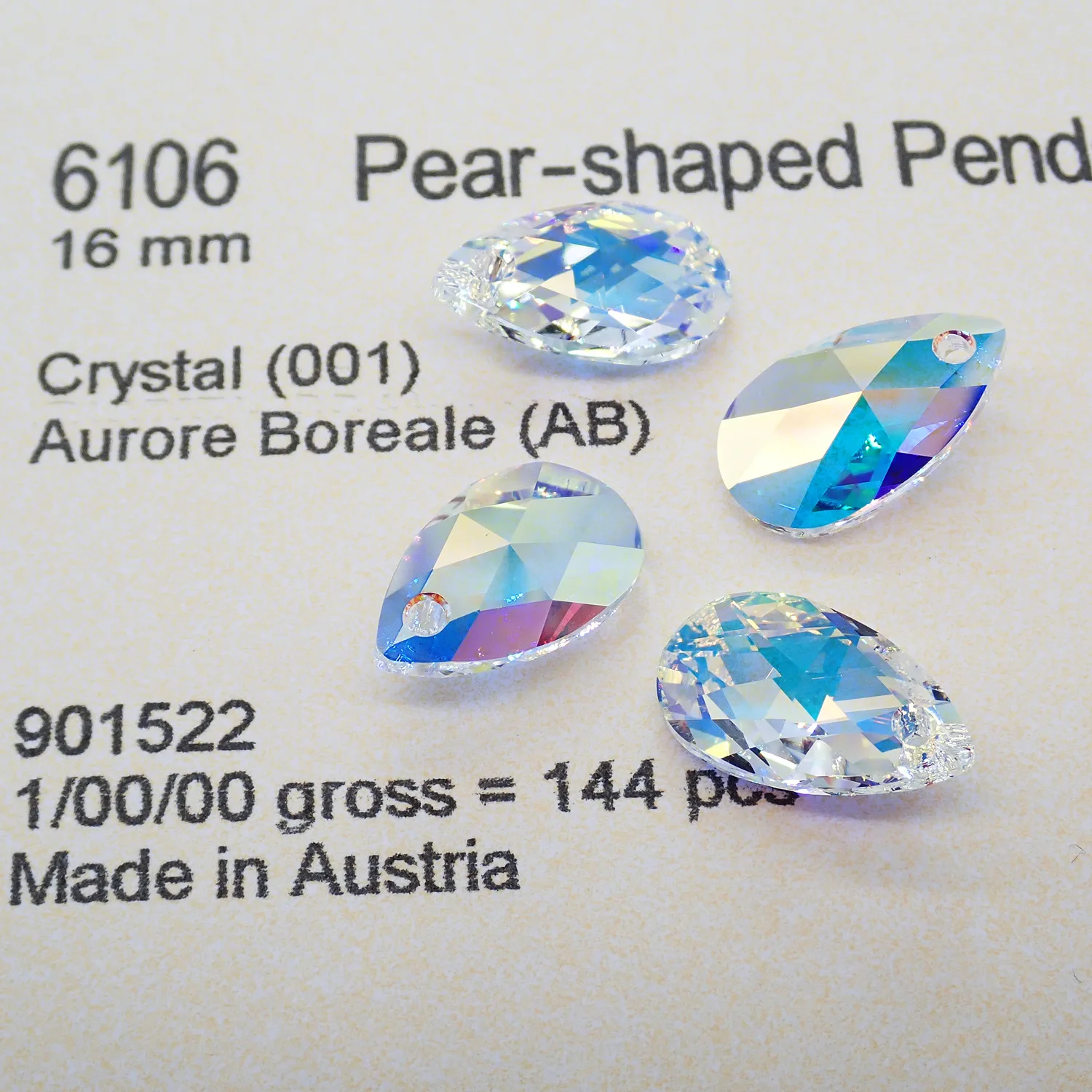 (1 piece) Original Crystals from Austria 6106 Pear-Shaped Pendant Loose Beads Rhinestone DIY Jewelry Making
