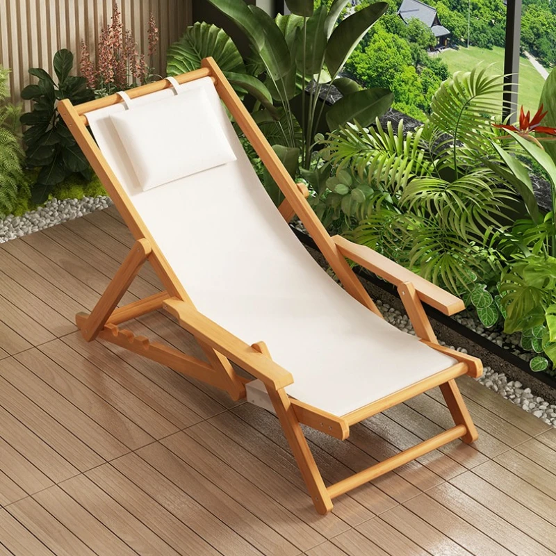 

wooden Portable folding chair canvas Armchair Camping lounge Chair bed beach chaise longue 간이침대 접이식 outdoor garden furniture