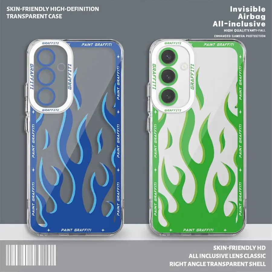 Fashion Fire Flame Phone Case For Samsung Galaxy A35 A55A53 A54 A33 A25 A24 A73 A34 A13 A14 A15 5G Angle EYE funda case