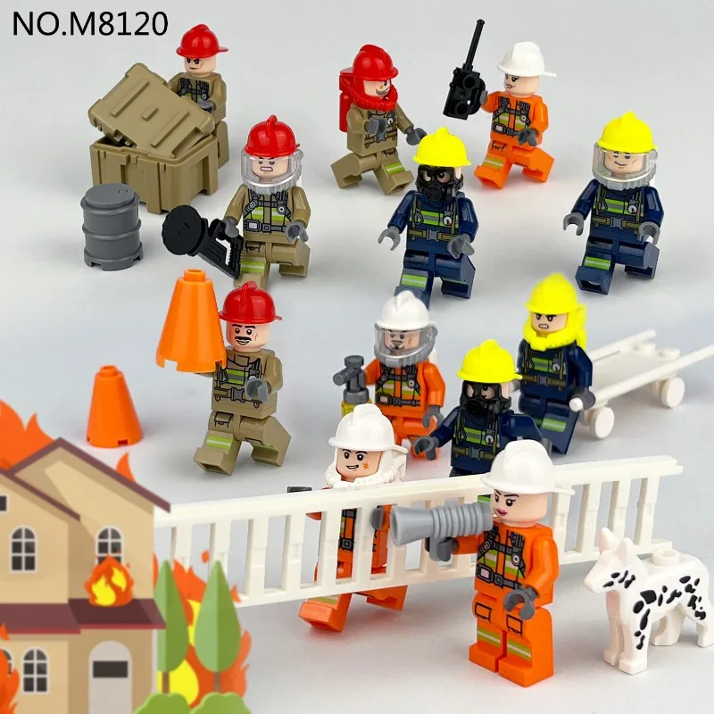 Rettungsleiter-Zubehör 8120, Feuerwehrmann, Jungentrage, zusammengebautes Spielzeug für Kinder, Geburtstagsgeschenke, Zeichentrickfiguren – Detail 4