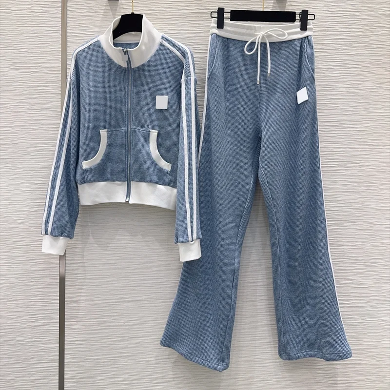 

Высококачественный женский комплект из двух предметов из искусственного шелка и нейлона. Цветные куртки в клетку, пальто и длинные брюки 2591930.