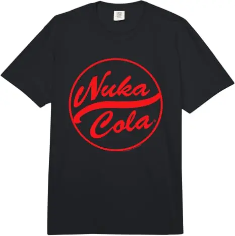 Nuka Cola Unisex-T-Shirt aus weicher Baumwolle, Videospiel-Zap-That-Thirst-Vintage-T-Shirt, roter Text, Nuka Cola-Kreis-Grafik, Persönlichkeits-Outfit – Detail 16