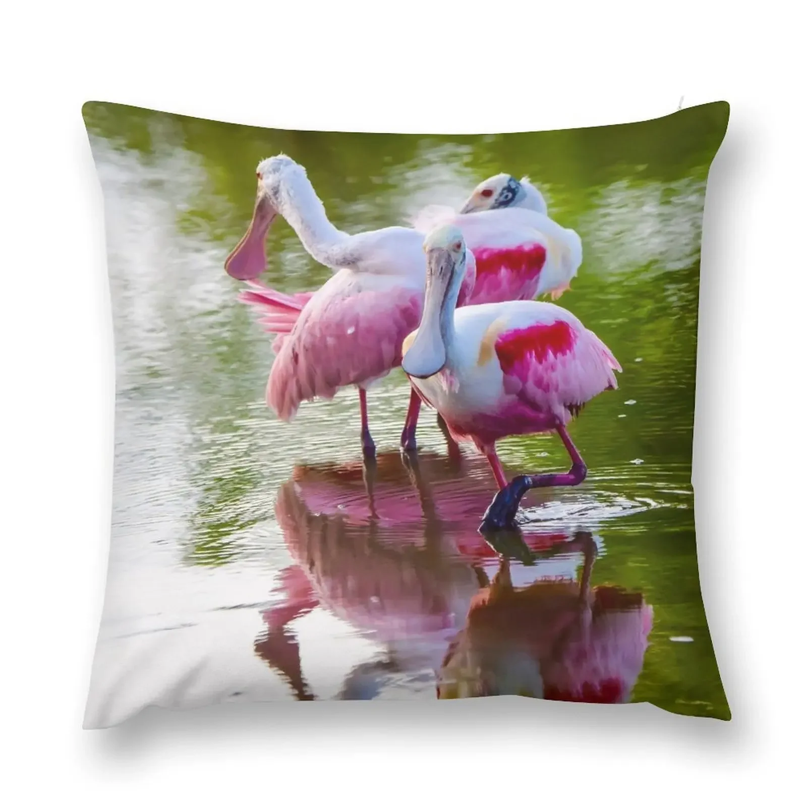 Three Roseate Spoonbills Throw Pillow Cushion Covers For Living Room Cusions Cover pillow