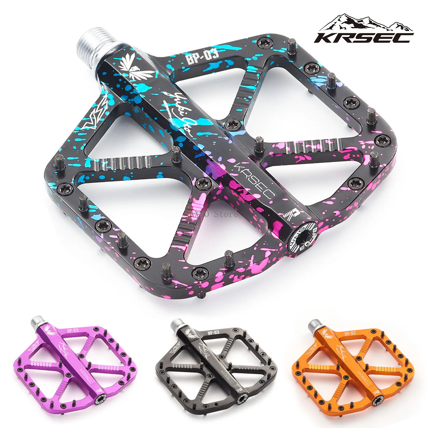 krsec-cncアルミ合金製mtbバイクペダル、磨き仕上げ、ロードバイク、マウンテンバイク、ダートバイク用滑り止め自転車ペダル、バイクアクセサリー