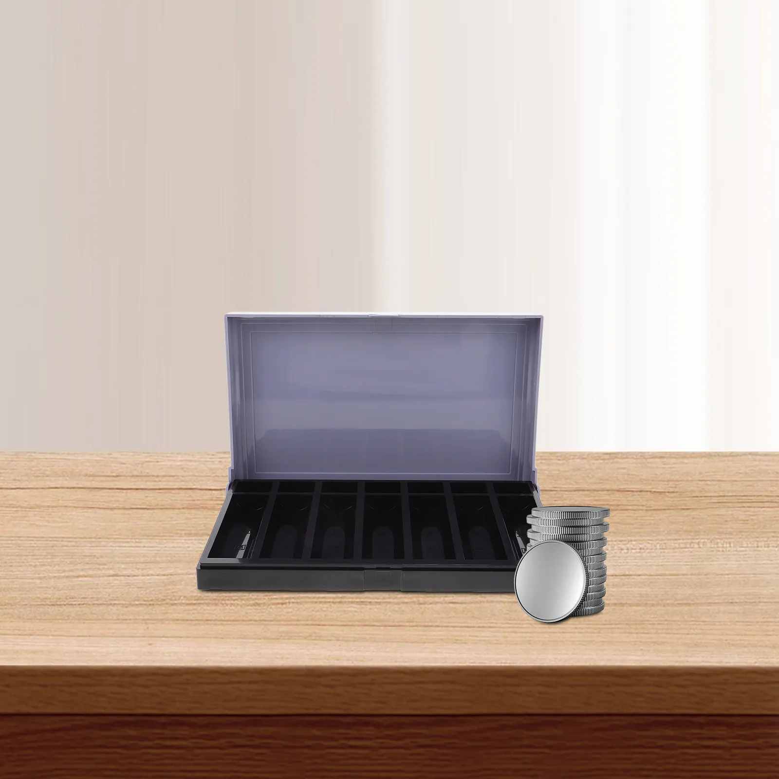 

Универсальный настольный органайзер для монет классического дизайна: прочный пластиковый лоток для быстрого подсчета, сортировки и надежного хранения