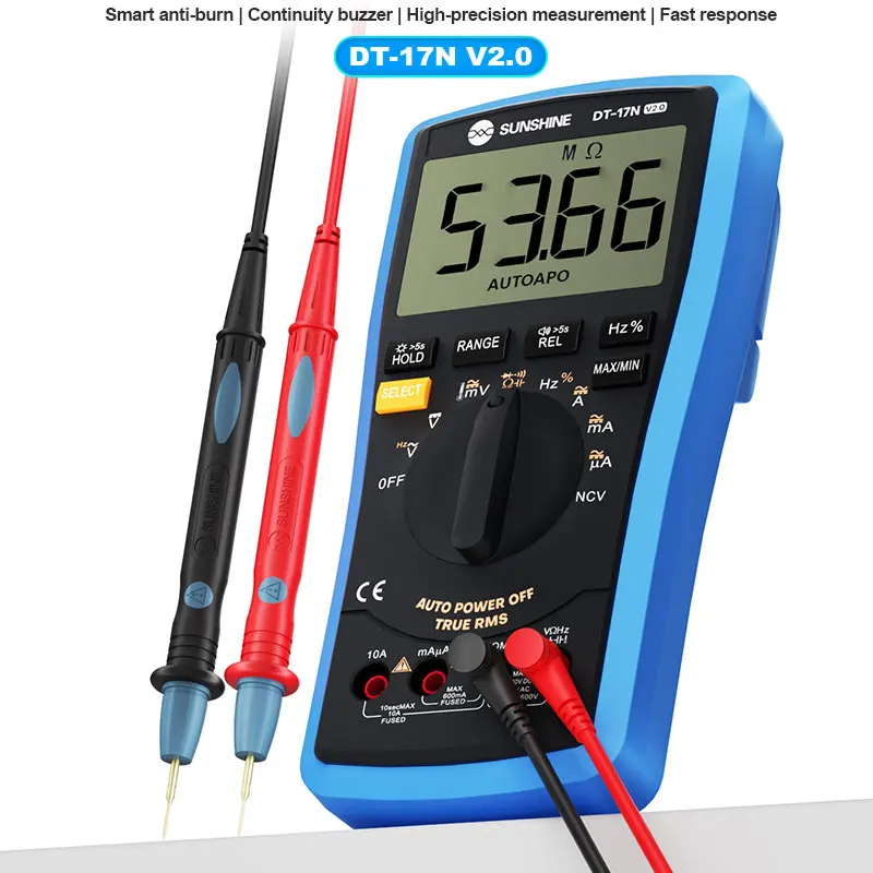 SUNSHINE DT-17N 2.0 Digitalmultimeter Smart Anti-Burn, Kontinuitätssummer, hochpräzise Messung, Reparaturwerkzeuge mit schneller Reaktion – Detail 2