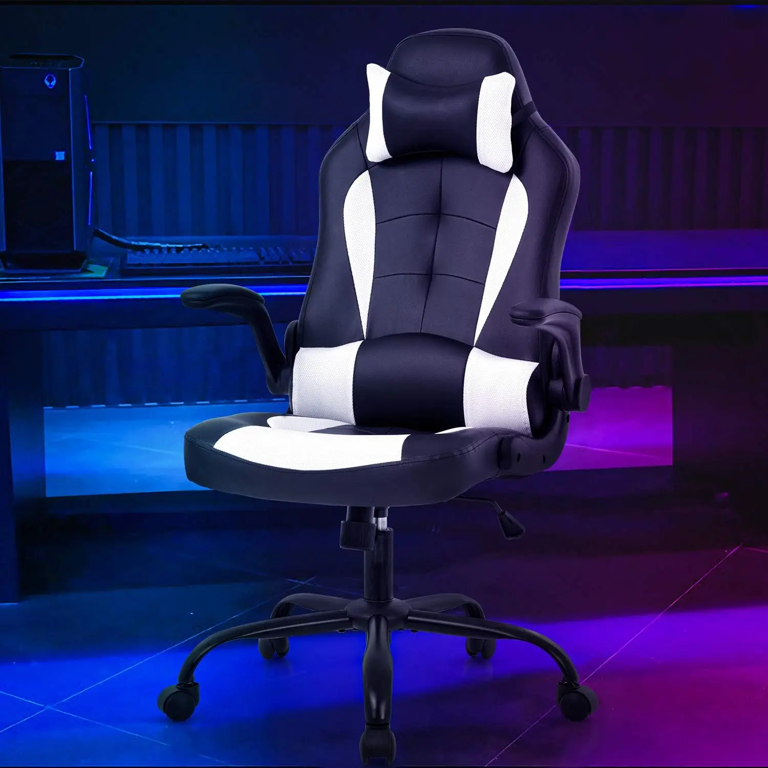 Gaming Chair Racing Style Office Chair High Back Desk Chair Executive PU Leather Rolling Task Swivel Computer Chair with Lumbar