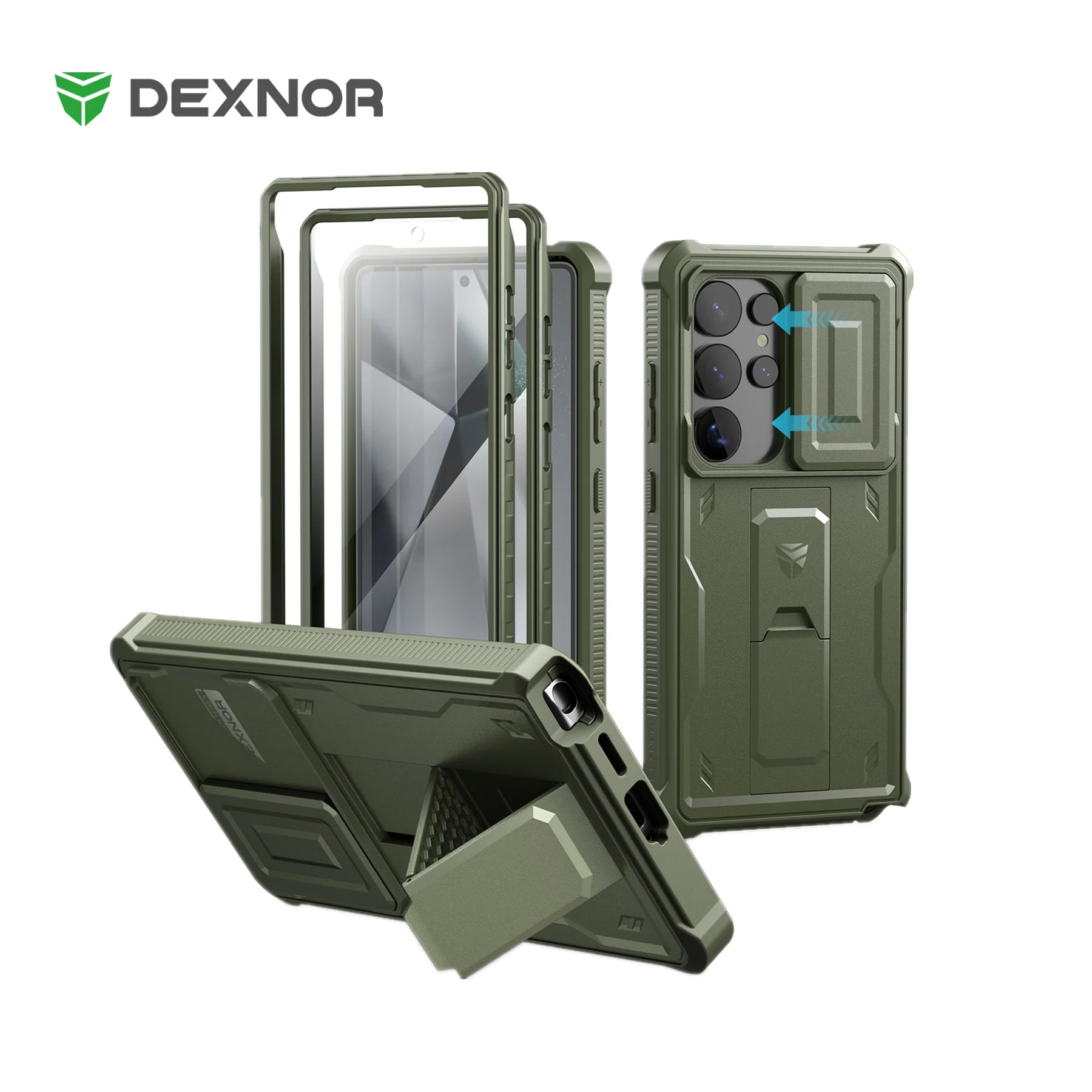

Dexnor For Samsung Galaxy S25/S25 Plus/S25 Ultra 2025Case Full Body Shockproof Camera Cover &Built-in Screen Protector Kickstand