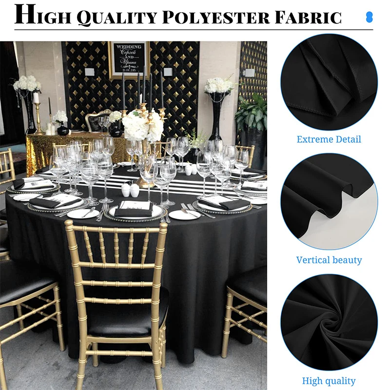 228 cm round tablecloth decoration and table accessories suitable for family gatherings, weddings, and Christmas home decoration