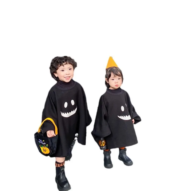 Disfraz de fantasma de Halloween para niños, conjunto de capa, traje de fiesta para niños y niñas en edad preescolar, Color puro