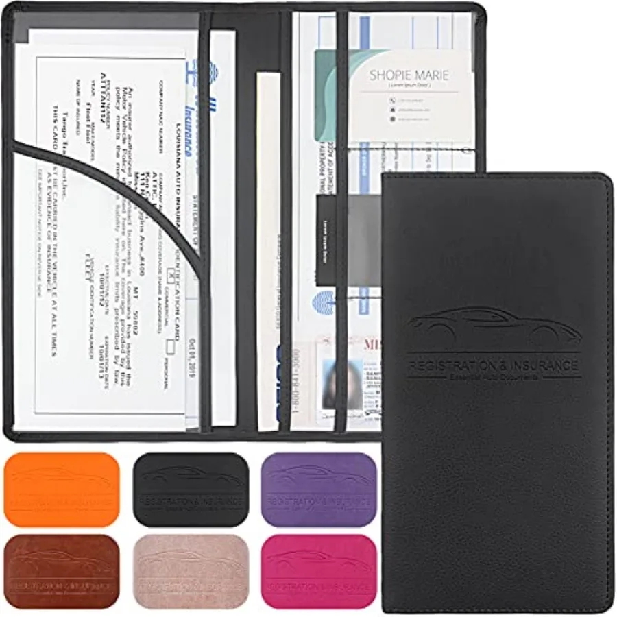 

Premium Car Registration and Insurance Card Holder with Magnetic Shut, Vehicle Glove Box Car Organizer - For Documents, Cards,