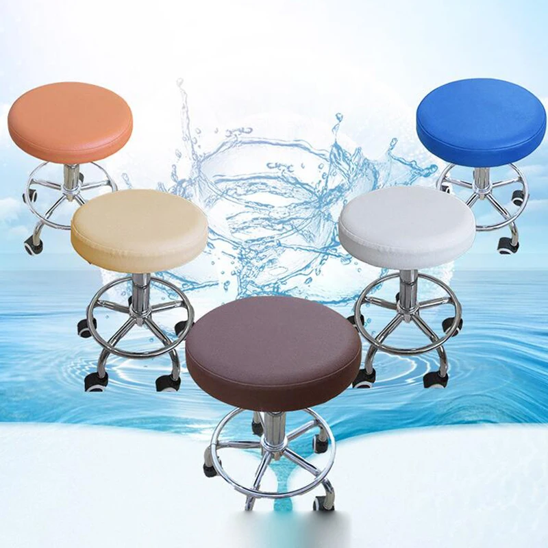 

1PC Slipcover For Swivel Chair All Inclusive Bar Stool Seat Cushion Cover With Elastic Bands PU Leather Round Chair Cover