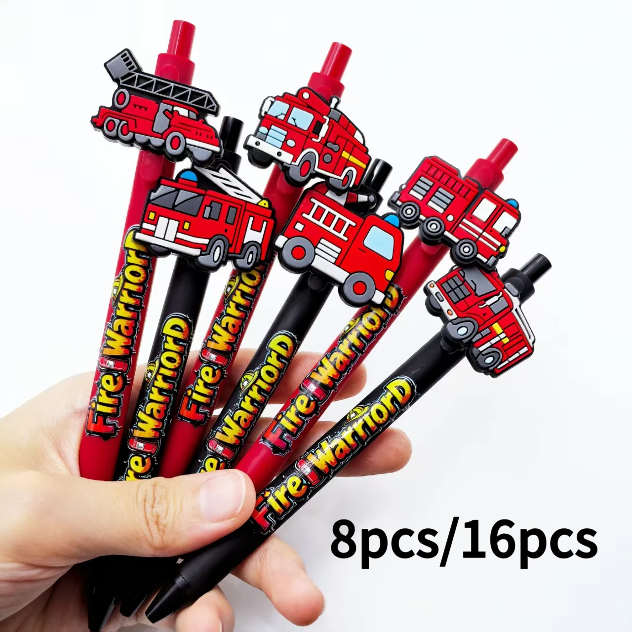 

8pcs/16pcs Fire Hero Ballpoint Pen, fire truck-shaped press recording pen, writing stationery