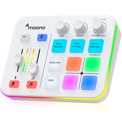MAONO G1 NEO Gaming Audio Mixer,Streaming 4-Channel Custom Sound Effects RGB with XLR Microphone Interface,for GameVoice,Podcast