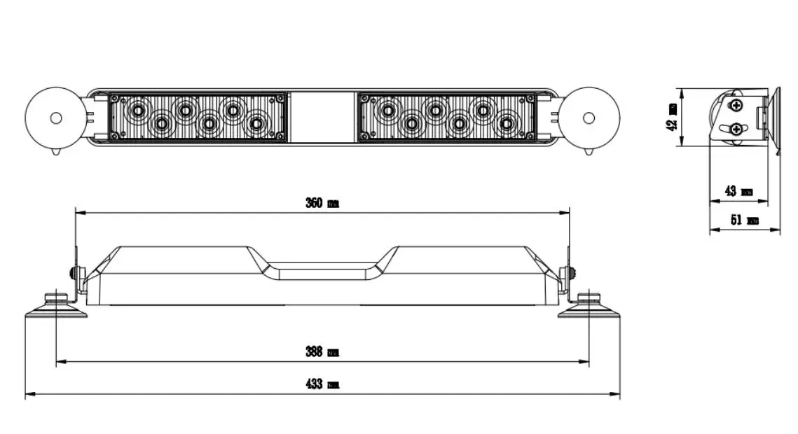 Super Helder 12W Auto Voorruit Led Stroboscoop Waarschuwingslampje, Dashboard Noodverlichting, Politie Licht, Brandweerwagen Waarschuwingslamp