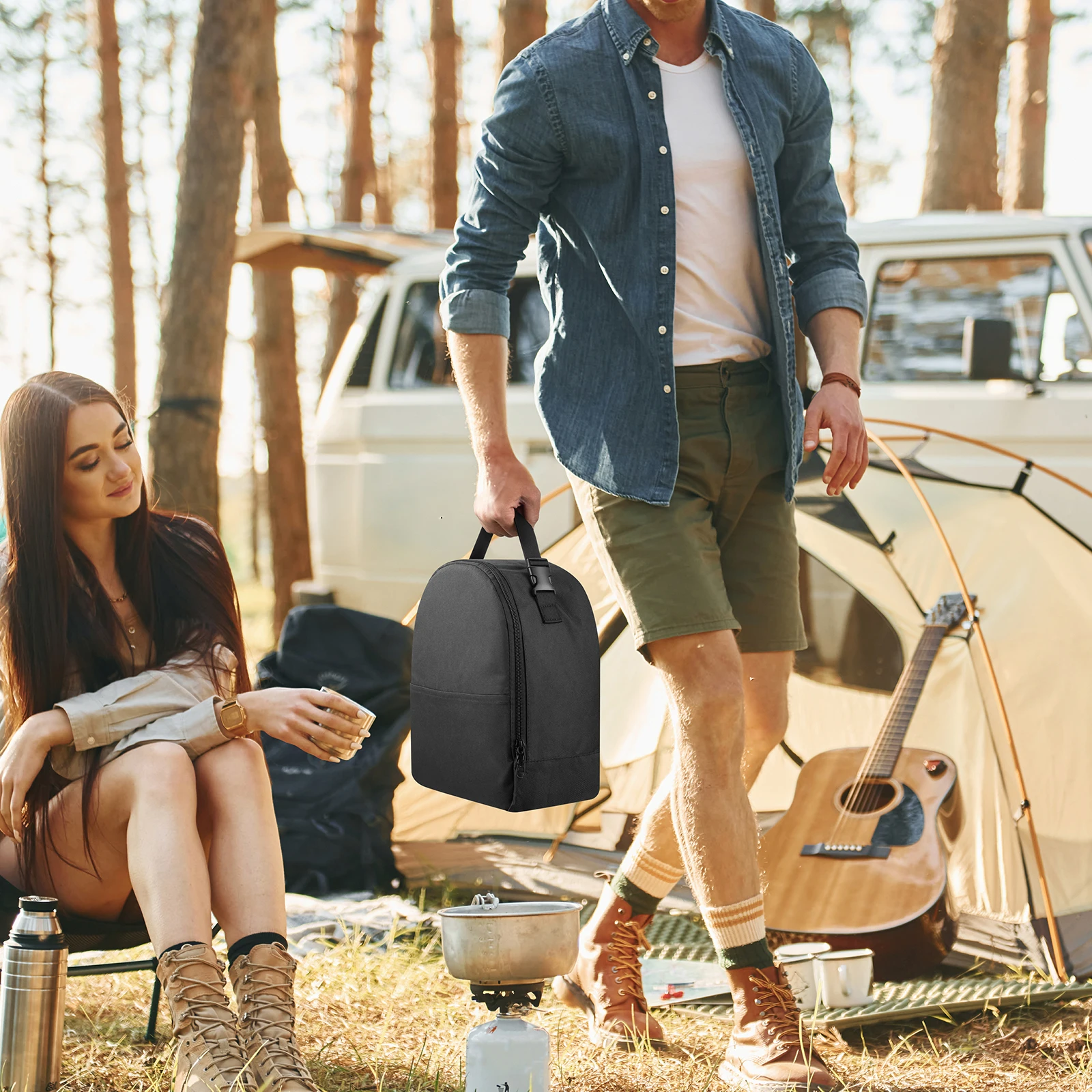 

Camping Fans Storage Bag Hiking Small Electric Fan Portable Backpake Handbag