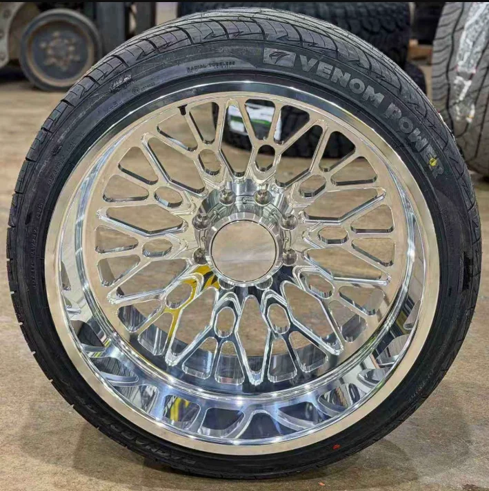 FOR Super Single Deep Dish Truck Wheels 20-30 Inch 170mm 180mm Gloss Black Milled Face 6X139.7 6X5.5 Forged Wheels for Chevy