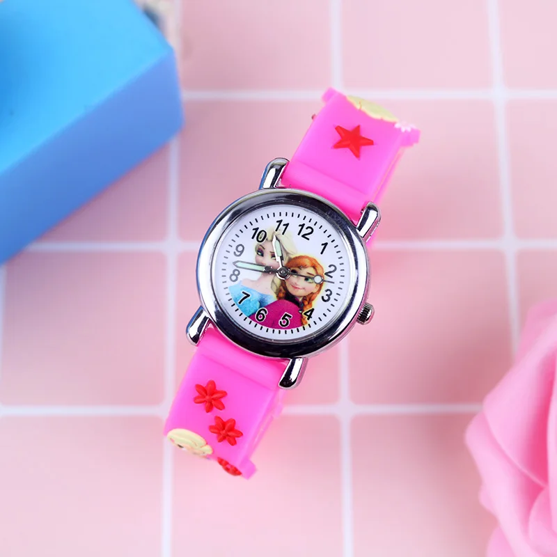 Jam Tangan Elsa Frozen Kartun untuk Anak Laki-laki Jam Tangan Quartz Tali Karet Jam Anak Spiderman Jam Hadiah Jam Tangan Siswa