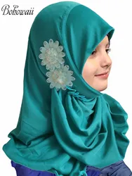 Bohowall hijabs instantâneo para menina muçulmana 2-7years turbantes oração underscarf crianças hijab enfilable pronto para usar o tampão árabe