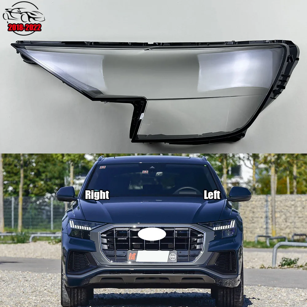 For Audi Q8 2018 2019 2020 2021 2022 Car Accessories Headlamp Cover Transparent Shade Lamp Headlight Shell Lens Plexiglass