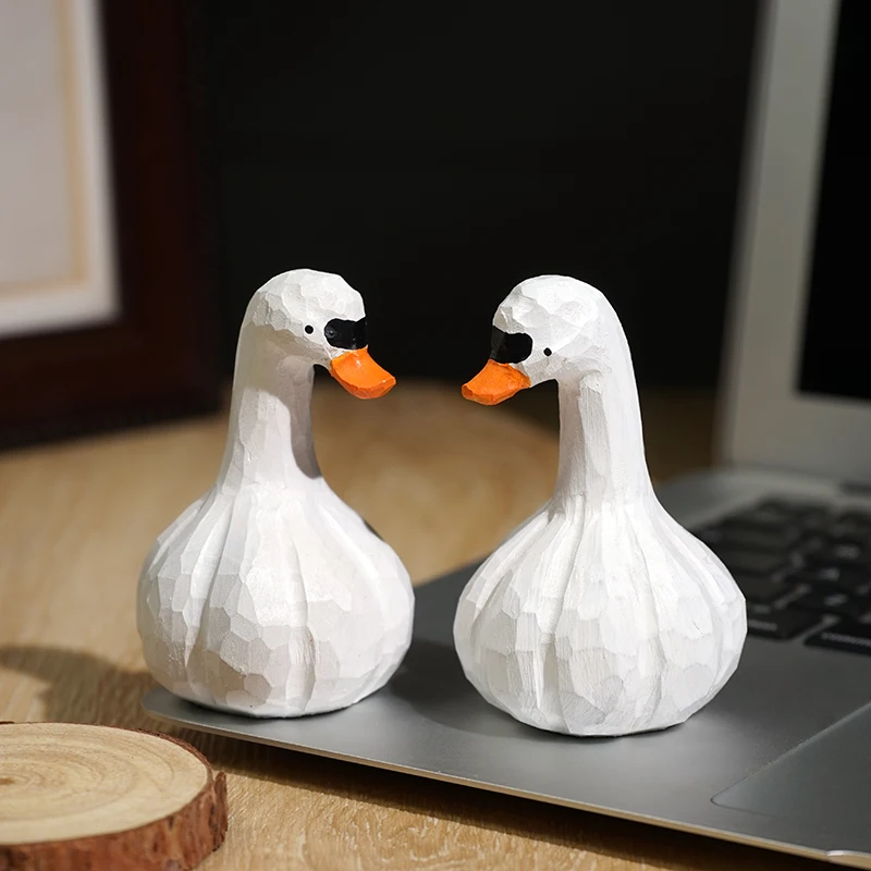 Garlic Duck Handmade Wood Carving Small Ornaments Creative Inspirational Healing Mood Desktop Fun Decorations