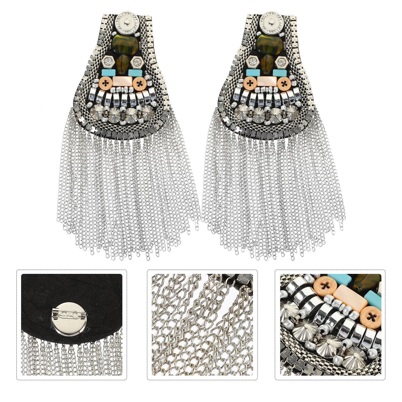 2 قطعة الكتفيات شرابة الأحجار الكريمة الاصطناعية الكتف مجوهرات للنساء الرجال زي موحد شارة الكتفية يزين الملابس