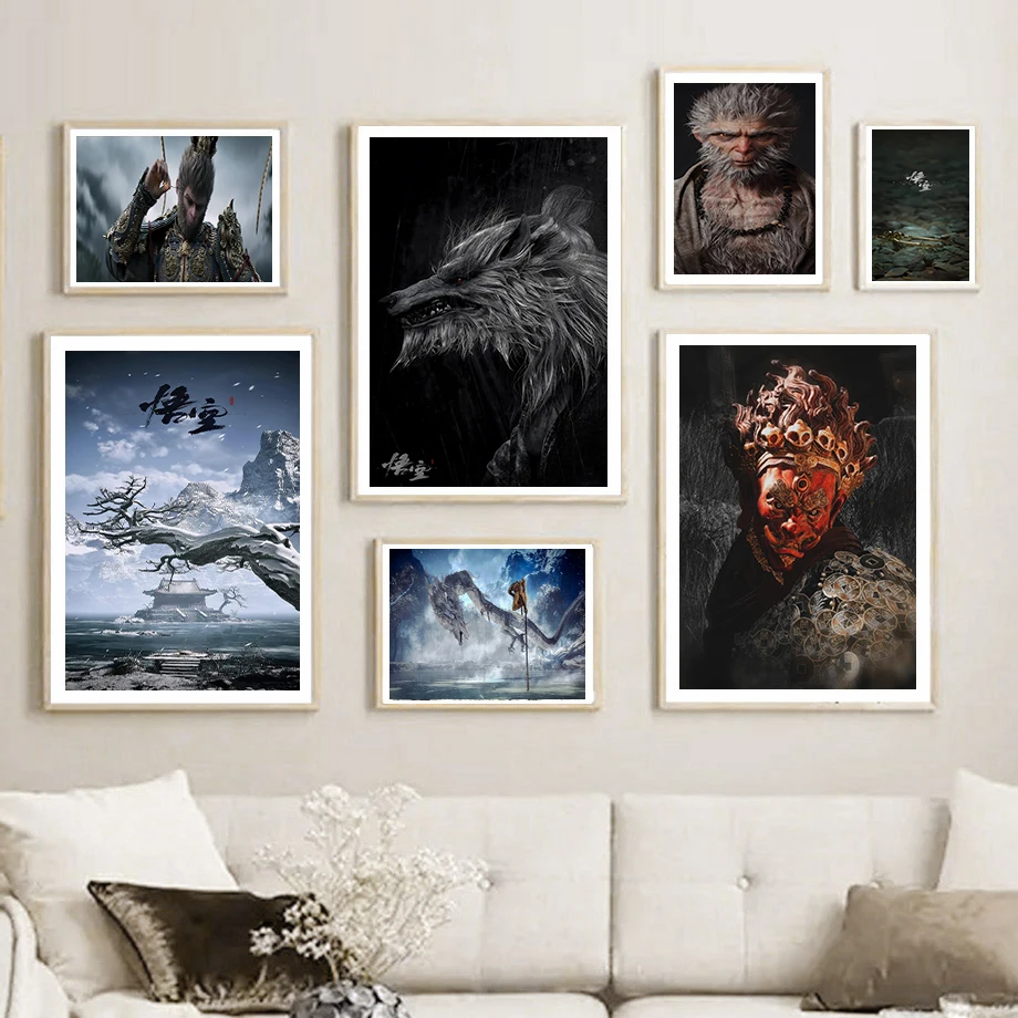 Black Wukong Game Poster A Gift For Game Lovers Fashion Wall Art Canvas Painting Nordic Poster  E-Sports Room Internet Bar Decor