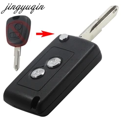 Jingyuqin Modificato 2 Bottoni Chiave Pieghevole Custodia A Distanza Per Peugeot 206 207 306 406 Citroen Auto Flip Chiave Borsette Fob Sostituzione