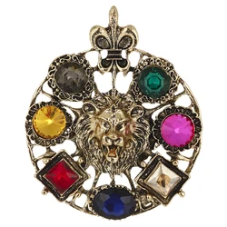 EASYA Strange Novel Prank Animal Head Alloy Brooch Inlaid Rhinestone Luxury Charm Ladies Jewelry Pin Tiger Lion Bull Head