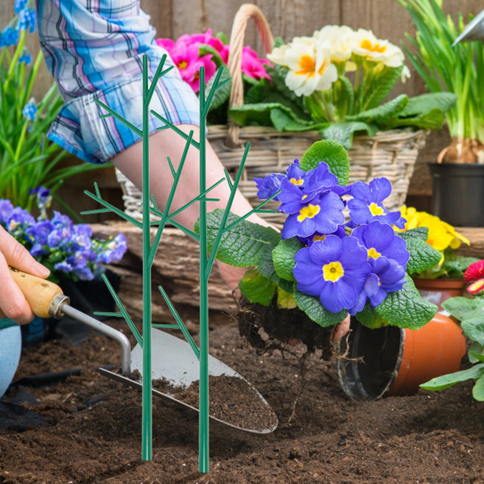 

5pcs Plant Climbing Support Pole Indoor Outdoor Garden Trellis Plastic Stakes Potted Plants Flower Arrangement Healthy Growth