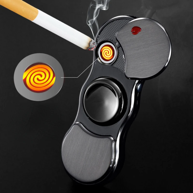 Creative Styling Fingertip Gyroscope Lighter Rechargeable New Personalized Multifunctional Laser Men's Gift Cigarette Lighter