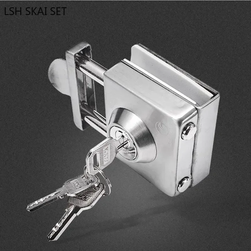 Square Stainless Steel Glass Door Lock U-lock Double Bolt Office Sliding Door Locks Single/double Door Hardware Lockset