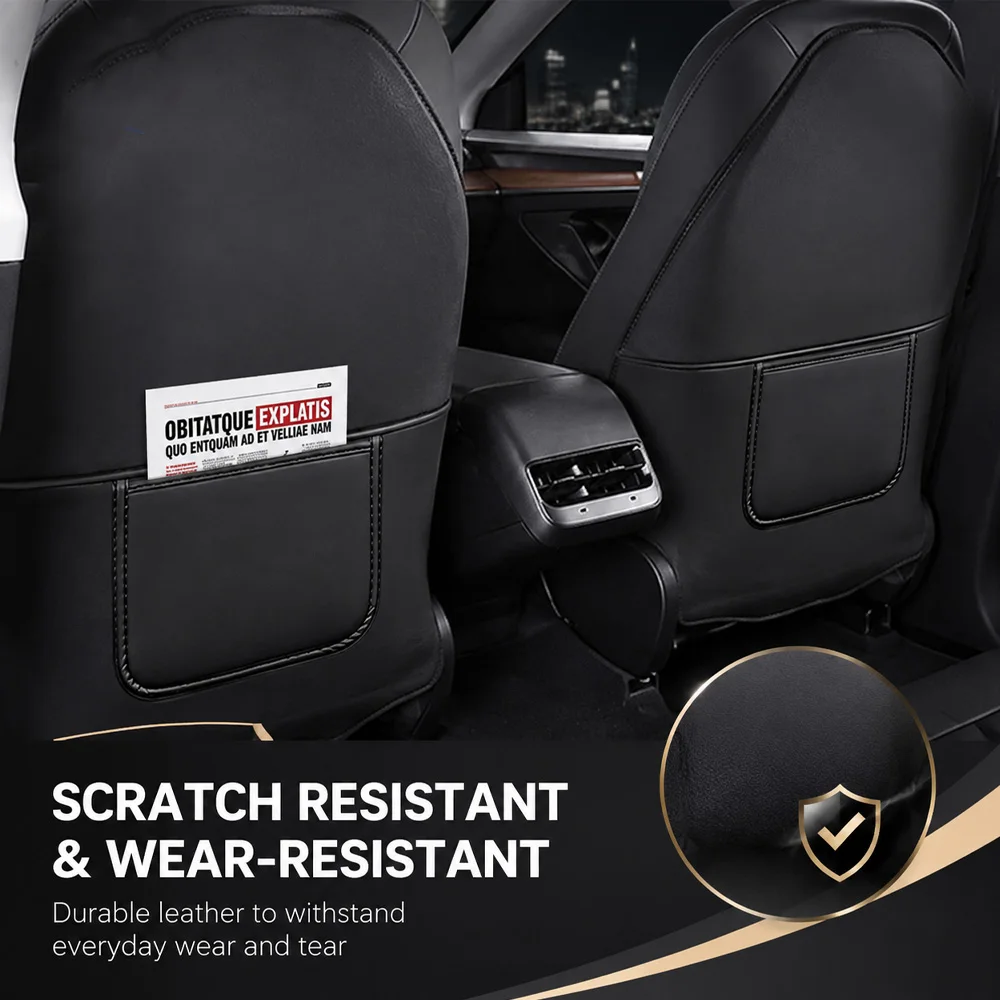 for Tesla Model 3/Y Seat Back Organizer Anti-Kick Mat with Storage Pocket - Protects Original Seats from Scuffs Dirt & Scratches