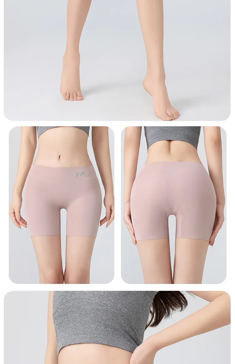 Sommer Neuheit: Damen-Shorts mit Hoher Taille, Nahtlose Sicherheitshose, Blendfreie, Abriebfeste Unterhose, Bauchweg-Effekt, Nicht-kräuselnde Basis-Hose – Detail 16
