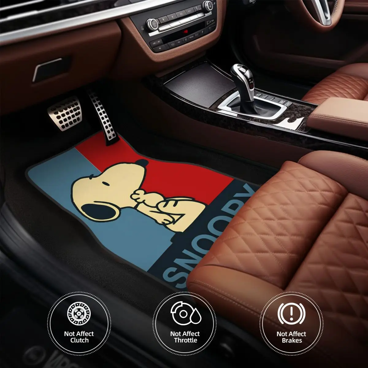 Snoopys Cartoon Dog Automotive Floor Mats for Cars Universal Fit Full Set Car Floor Mats Non-Slip for SUV Truck