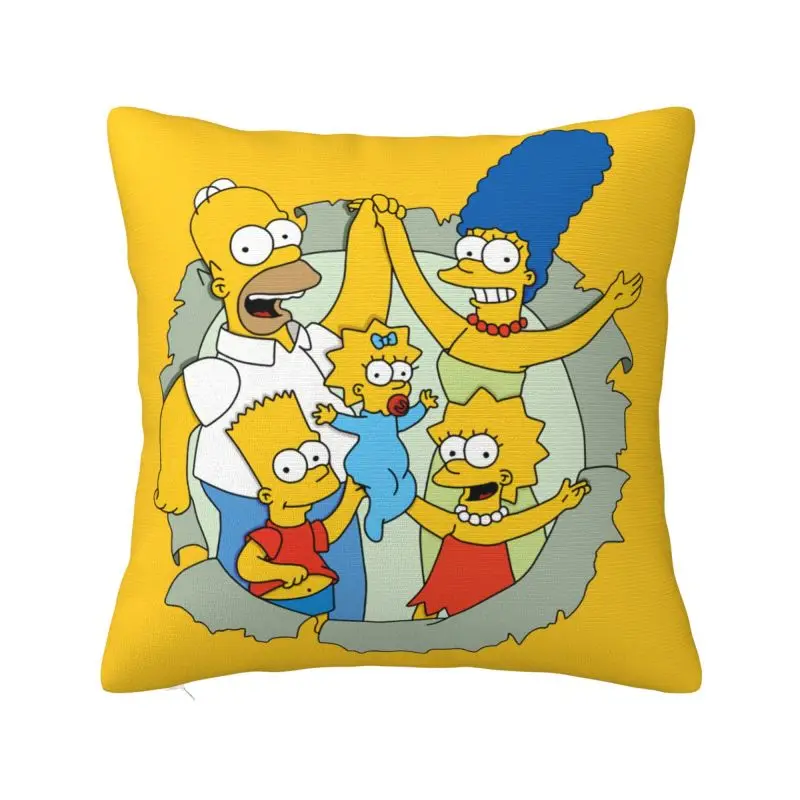 Custom Modern The Simpsons Sofa Cushion Cover Velvet Homer Bart TV Show Throw Pillow Case