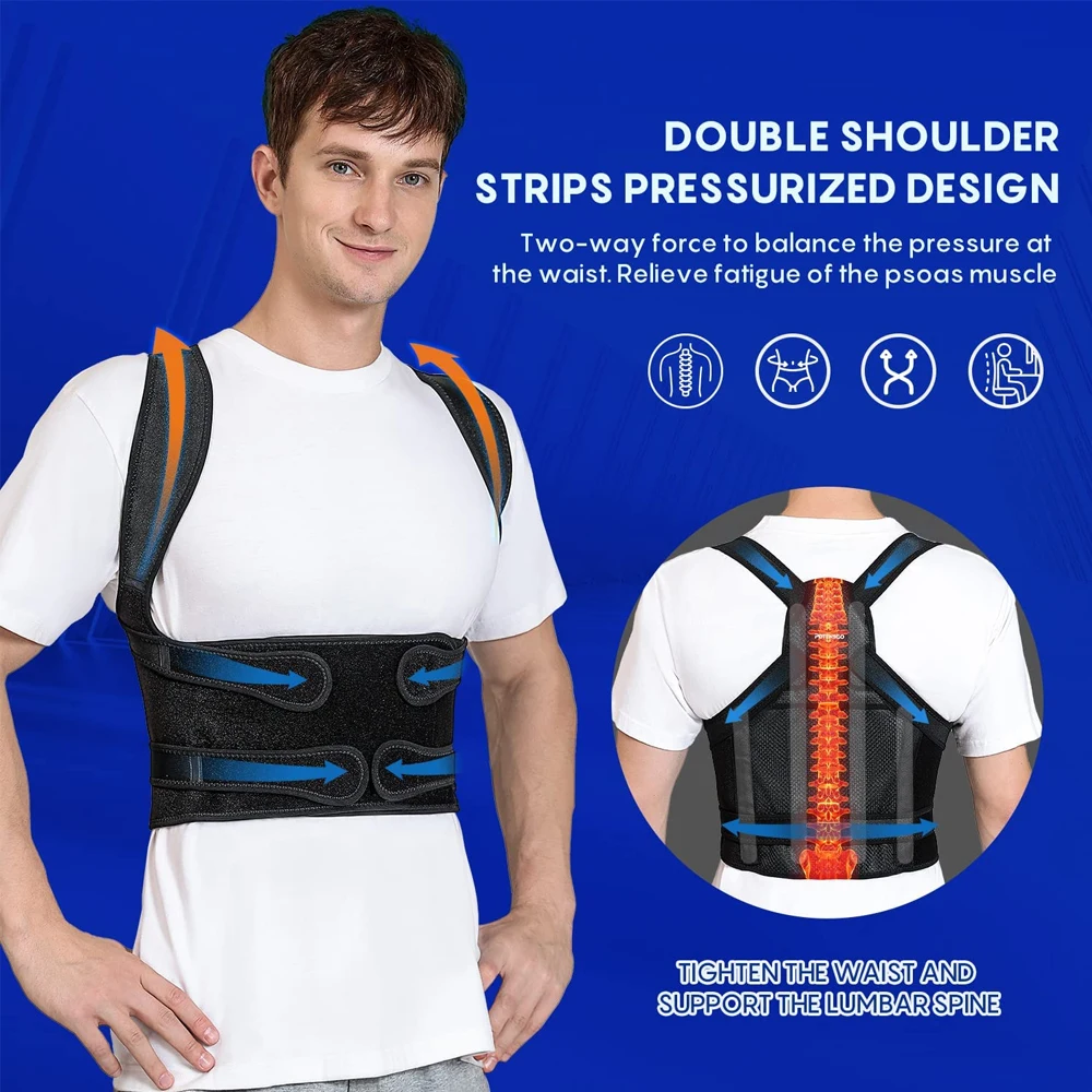 1Pcs Back Brace for Women Men Posture Corrector Improve Posture Lumbar Support Shoulder Lower Upper Back Pain Relief