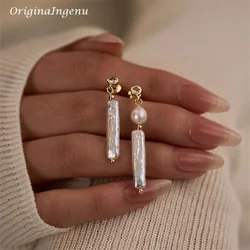 Organic Baroque Pearl Earrings Handmade 14K Gold Filled Earrings Tarnish Resist Jewelry Asymmetry Women Wedding Jewelry