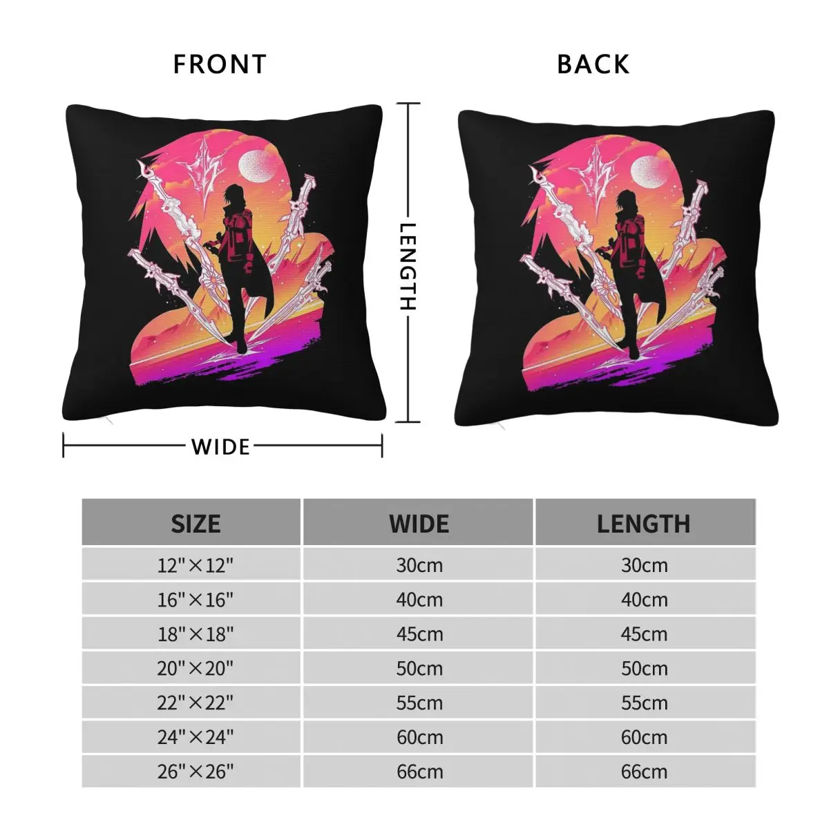 Claire Farron Lightning Weapons Square Pillowcase Polyester Linen Velvet Printed Zip Decorative Pillow Case Bed Cushion Case