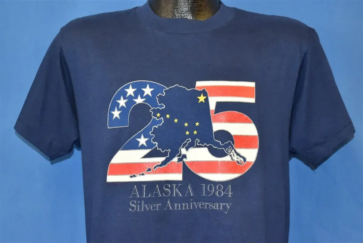 80s Alaska Silver 25th Anniversary USA T Shirt Medium