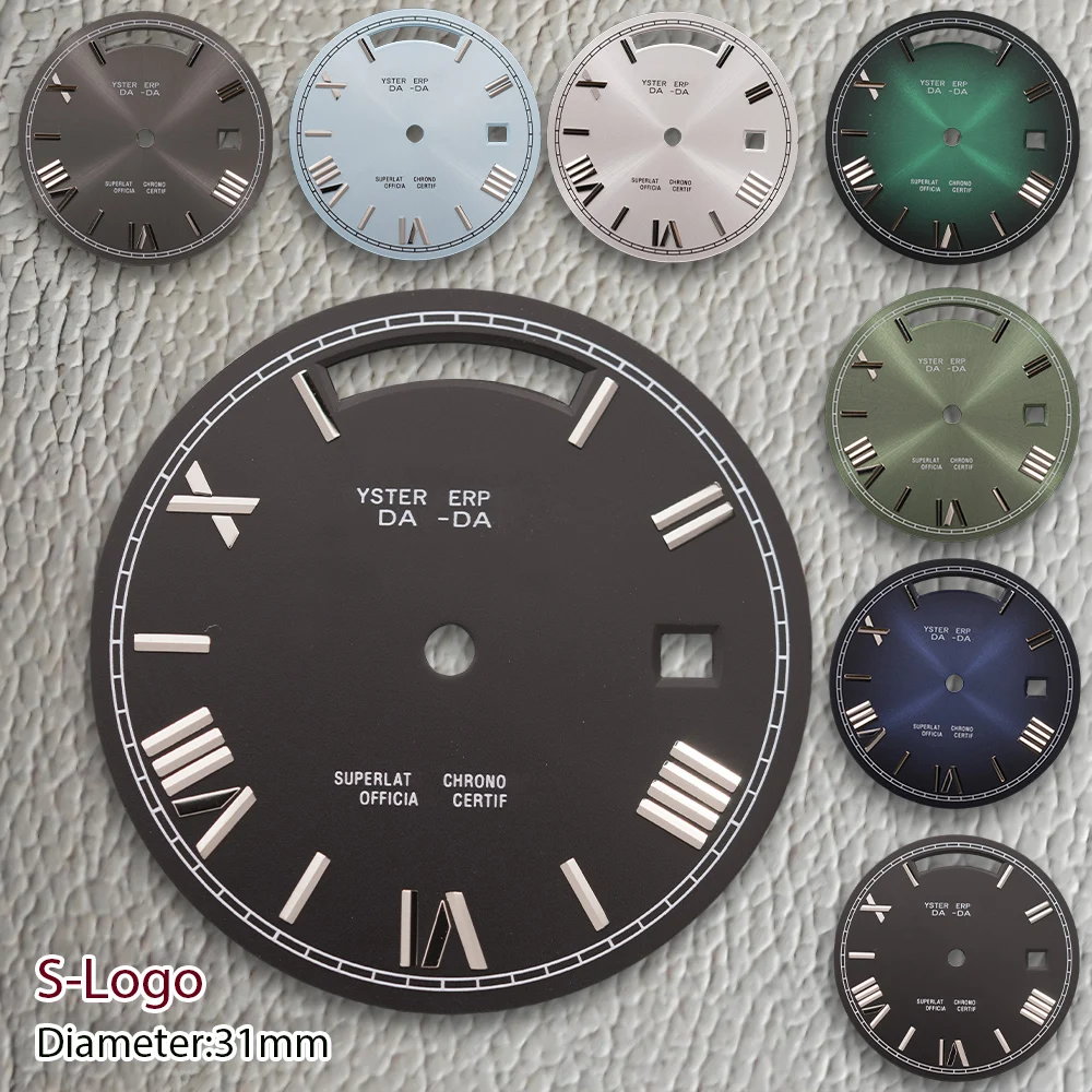 جديد 31 مللي متر S شعار الأخضر روما الهاتفي الفضة الهاتفي مناسبة لحركة 8285 لا مضيئة ساعة عالية الجودة تعديل الملحقات