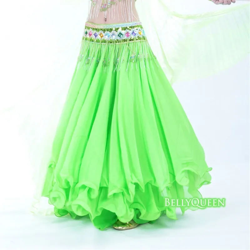 Belly Dance Long Skirt Bellydance Costume Skirts Female Adult Stage Performance Skirt Women Three-Layer Chiffon Practice Skirt