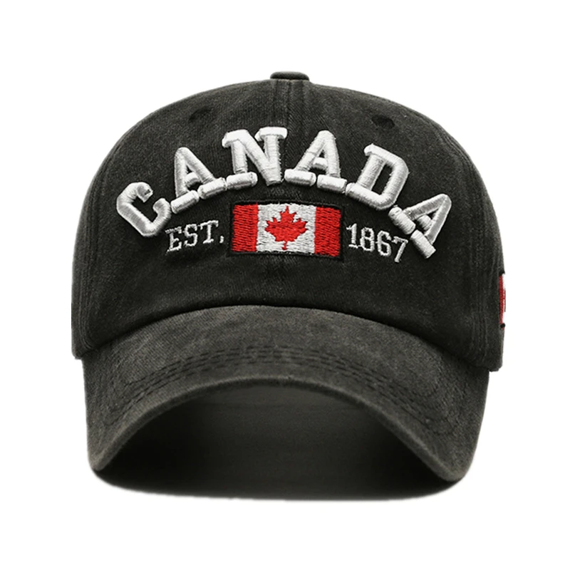 Unisex Washed Cotton Vintage Cap High Quality CANADA Letter Embroidery Baseball Cap Men And Women Outdoor Sports Hats