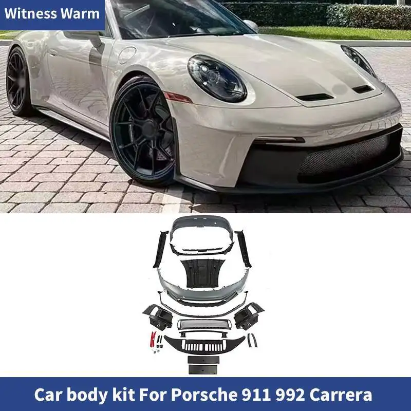 For Porsche 911 992 Carrera Modification PP Car Body Kit Front Bumper Rear Bumper Side Skirts Exhaust GT3 Style 2020+